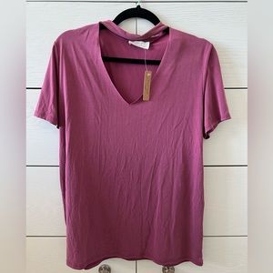 Lavender Field - Medium (M) - Pink, V-shaped cut-out, t-shirt